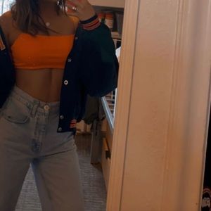 Princess Polly Orange Neon Spaghetti Strapped Crop Tank